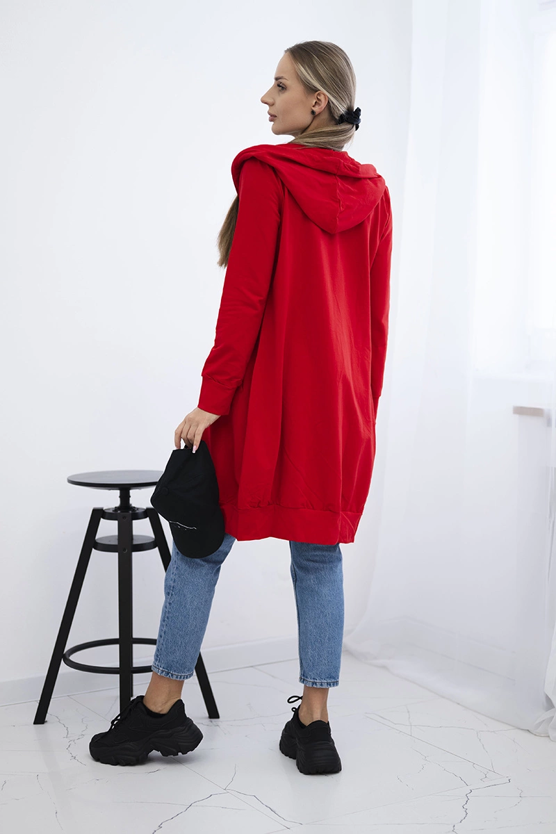 Women's long hoodie Kesi - red