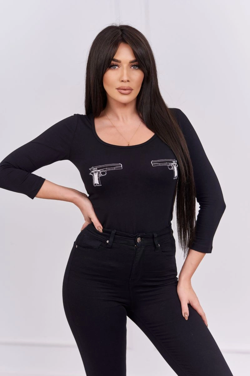 Kesi Body blouse with pistols print black