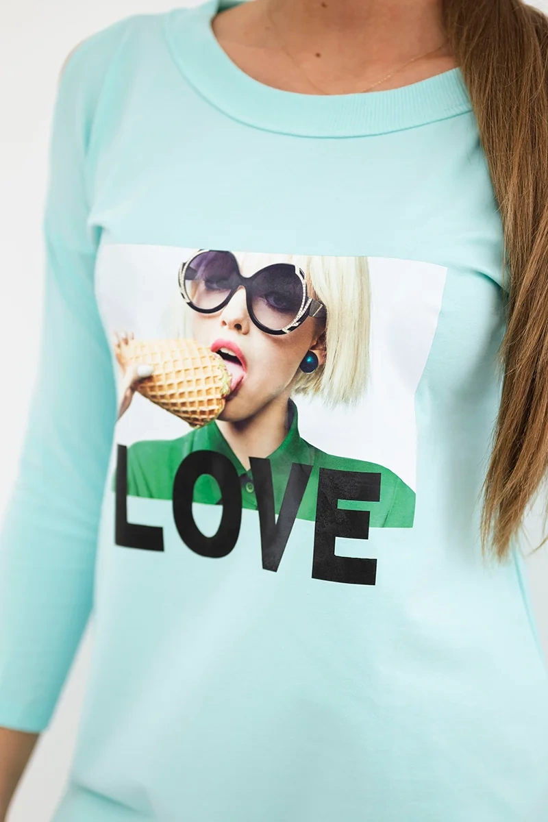 Dress with love mint print