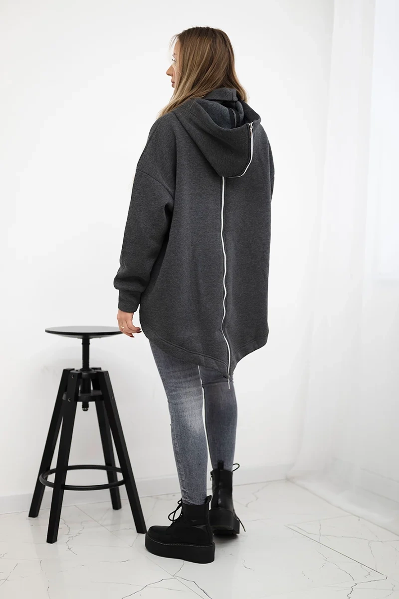 Insulated sweatshirt with a zipper at the back graphite