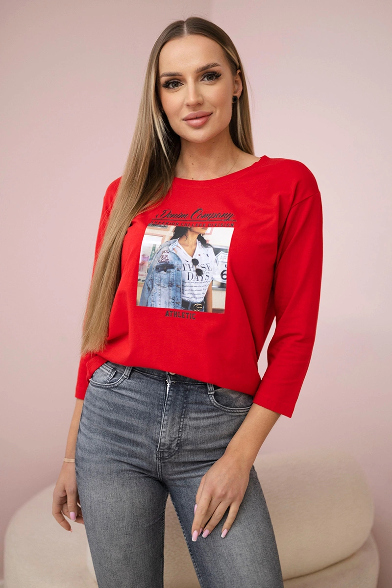 Blouse with Collage print red