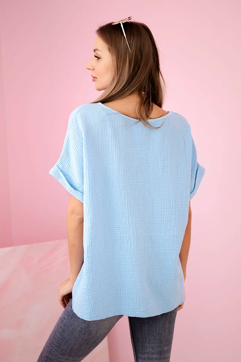 Kesi Włoski Muslin blouse with a necklace blue