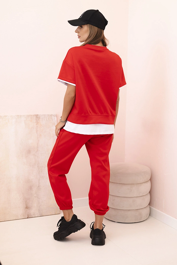 Kesi Włoski Women&#039;s butter set with short sleeves and pants red