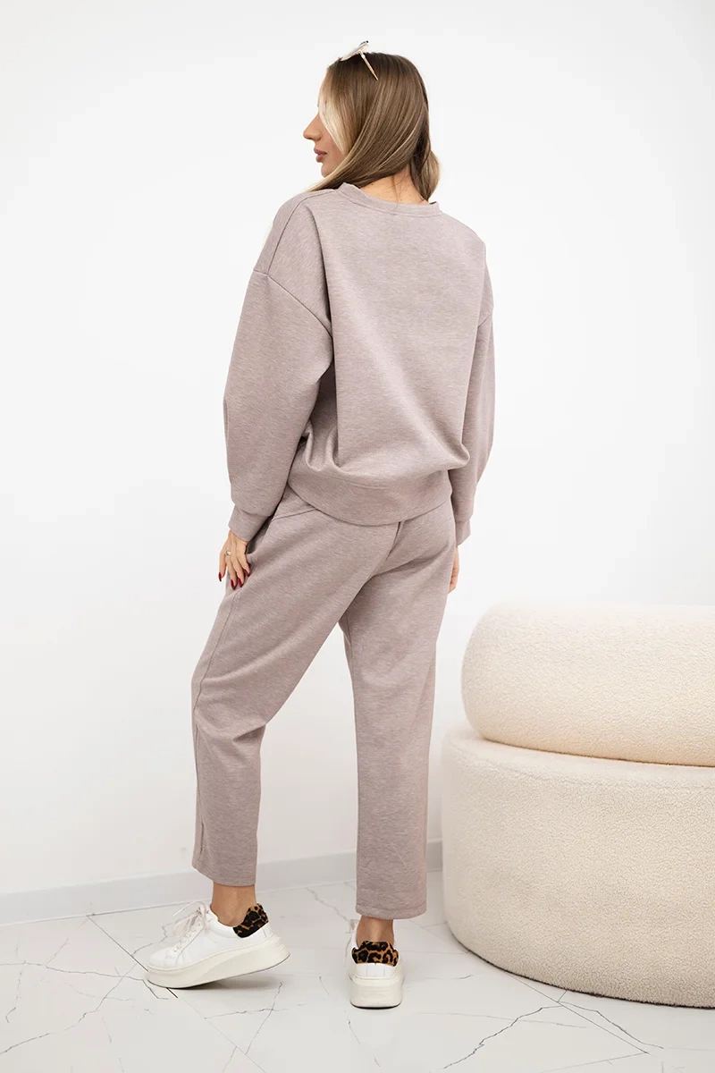 Kesi Włoski Viscose set sweatshirt + pants beige melange