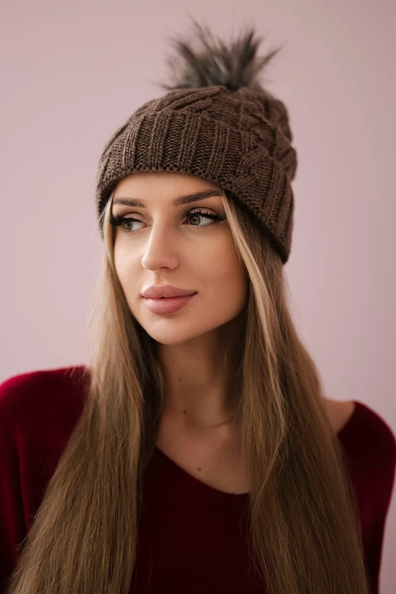 Kesi Čapica s fleece Warkocz K226 mocca