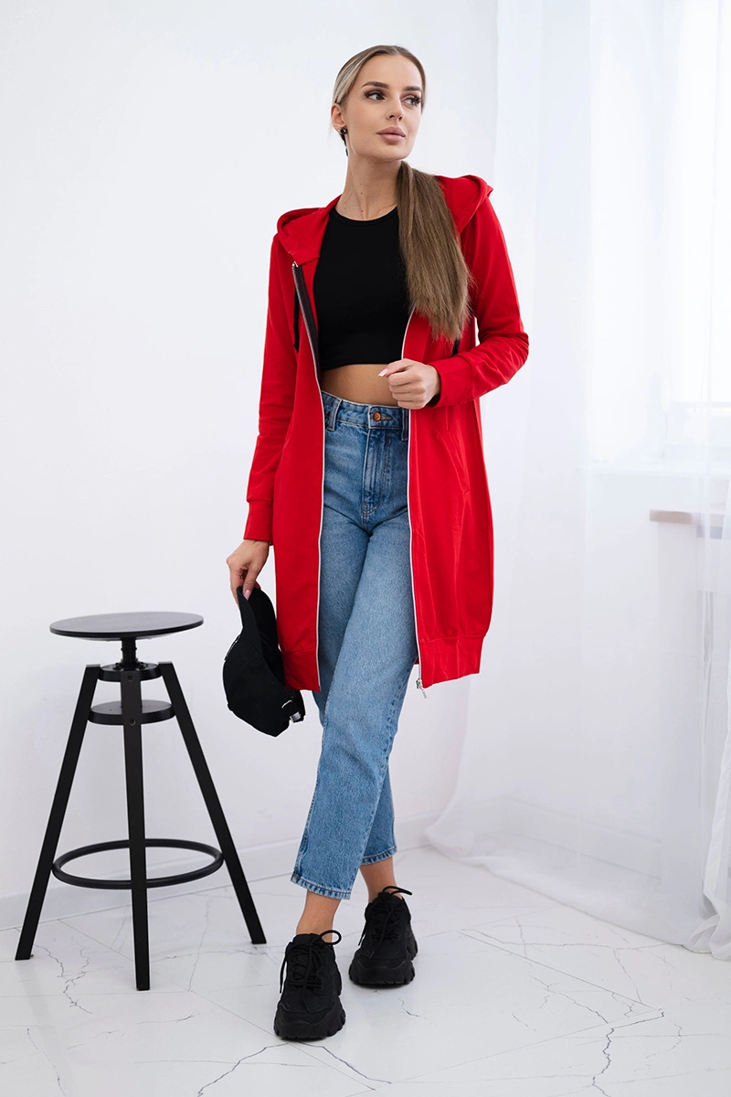 Women's long hoodie Kesi - red