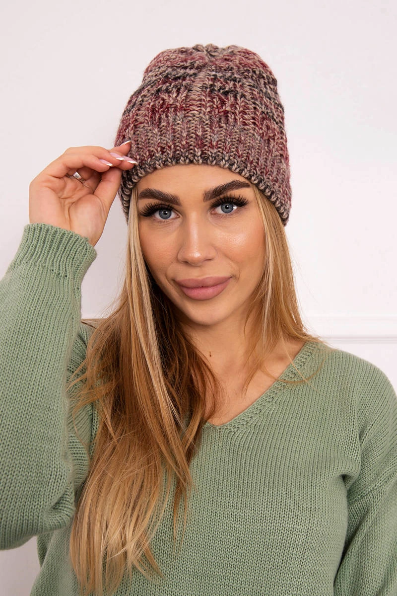 Kesi Čapica s fleece Melisa K241 bordová+béžová