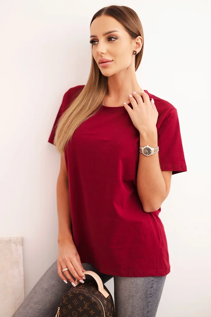 Polski Womens cotton blouse in a classic cut maroon