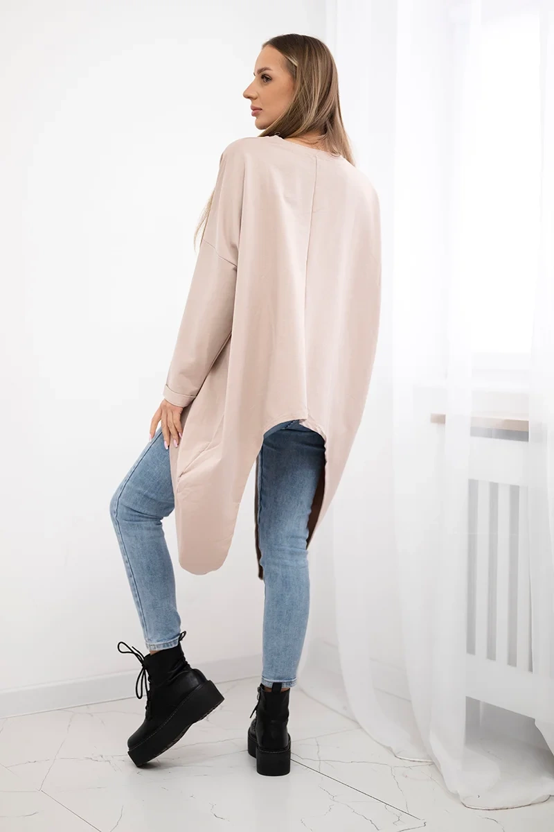 Oversize print blouse beige