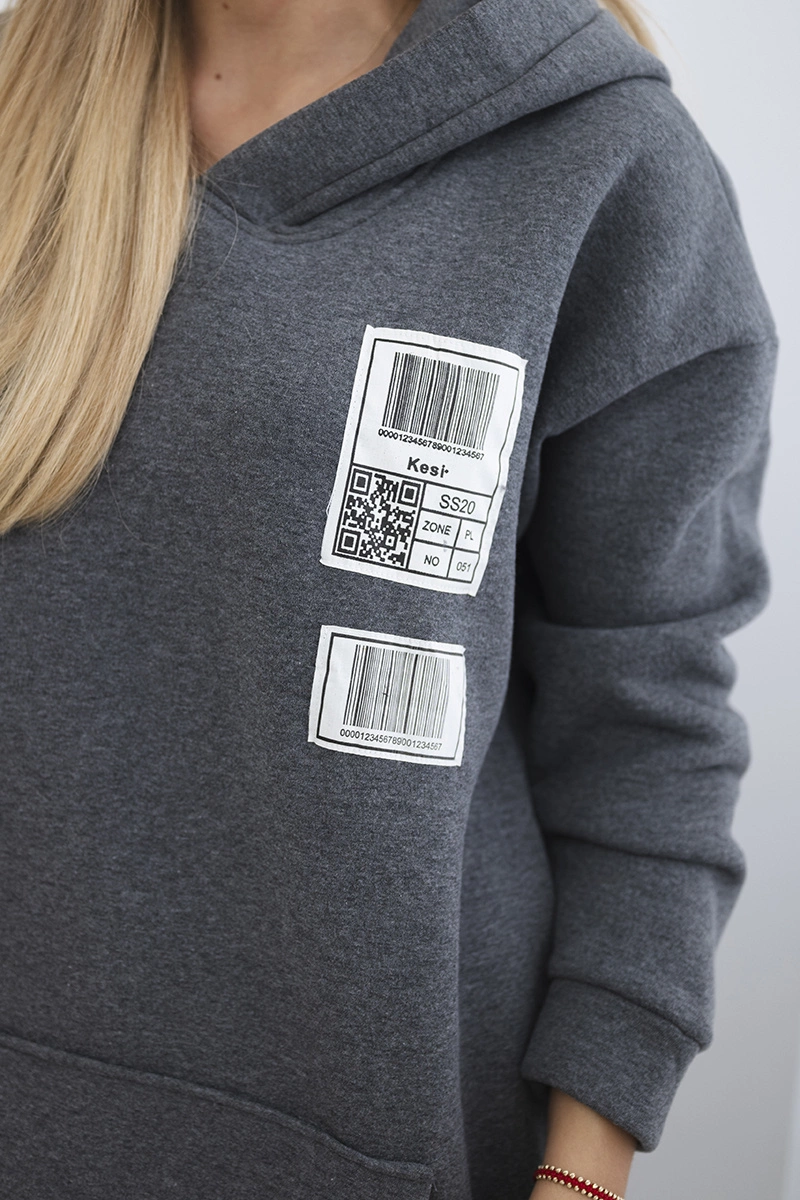 Hoodie with graphite patches
