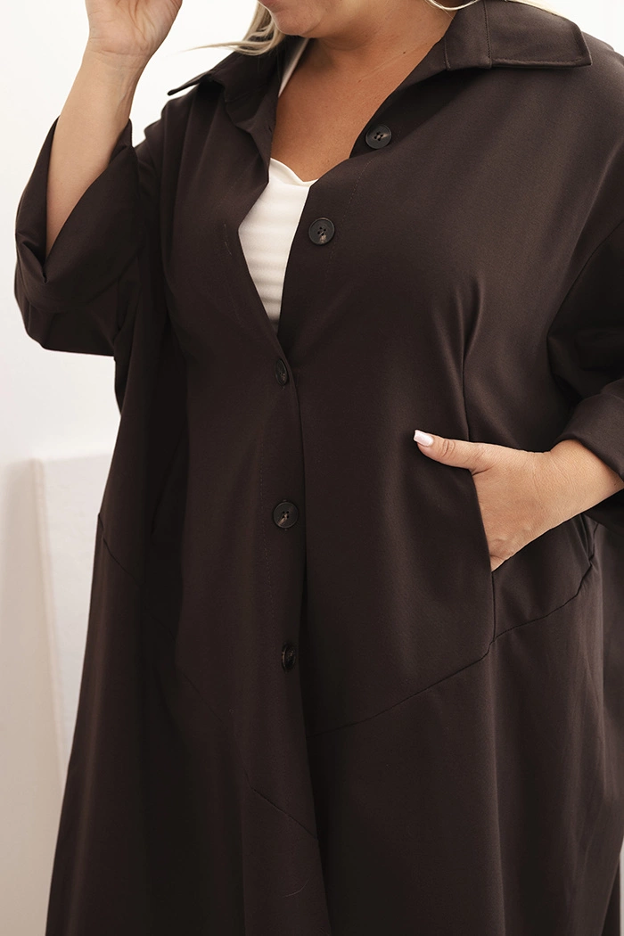 Kesi Włoski Women's Plus Size Punto cardigan with cotton and buttons brown