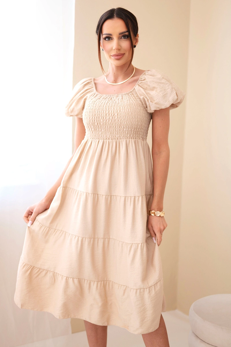 Дамска рокля от вискоза в цвят каки Kesi