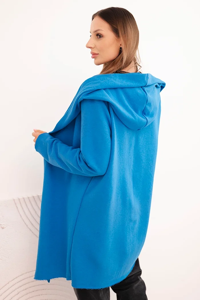 Kesi Women's cotton hoodie with an elongated front cornflower blue
