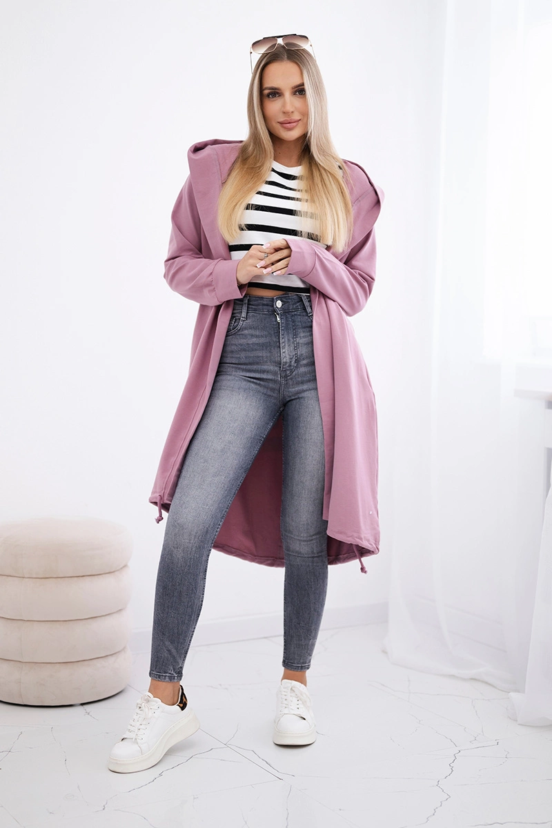 Cardigan with oversize print dark pink