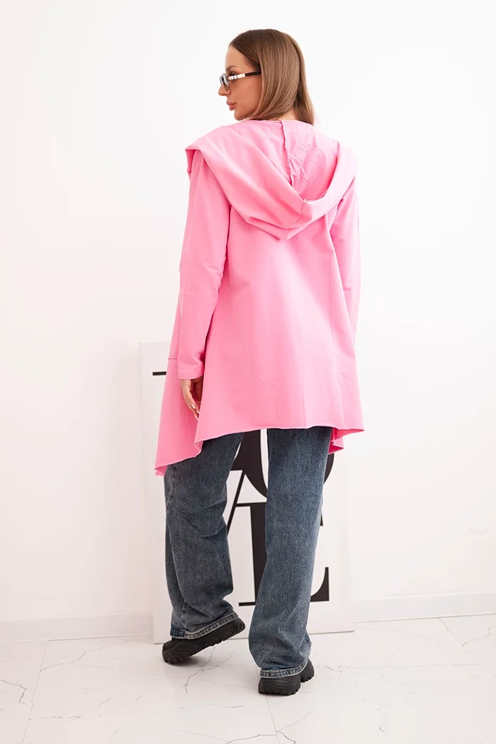 Cape with loose hood in pink color