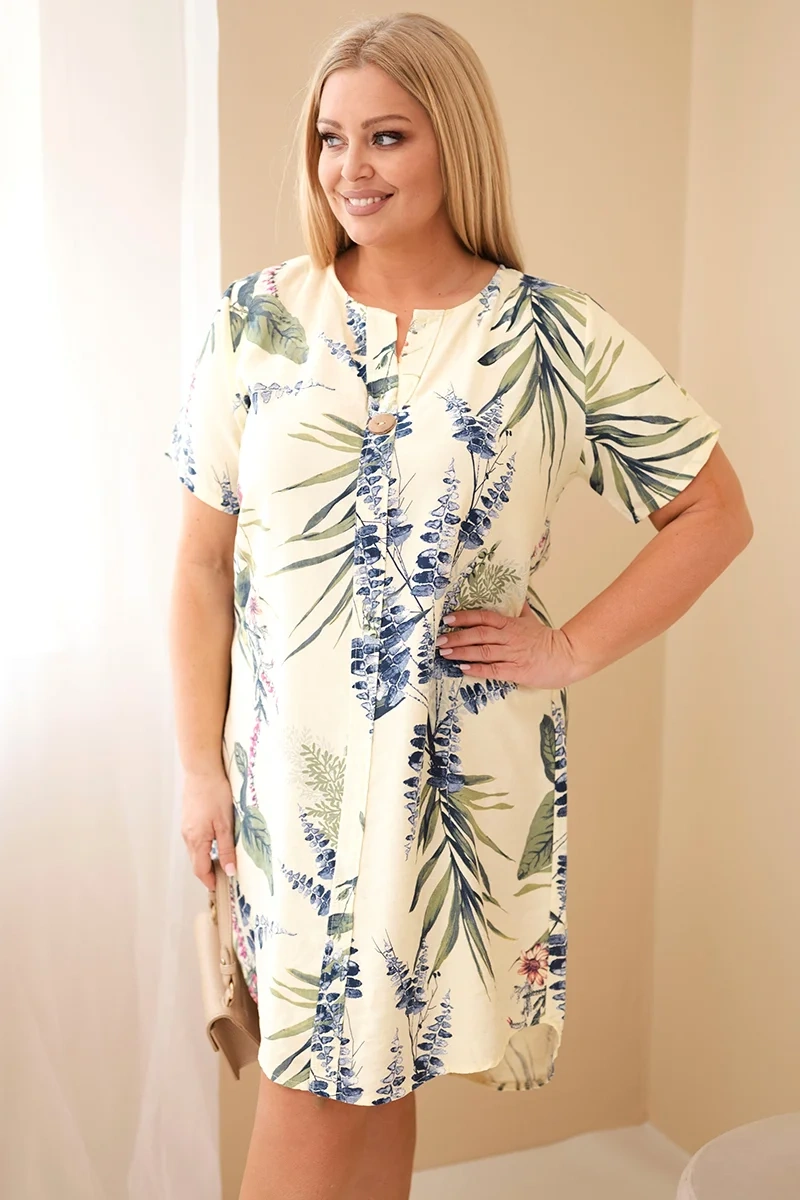 Kesi Włoski žluté plus-size šaty s krátkým rukávem