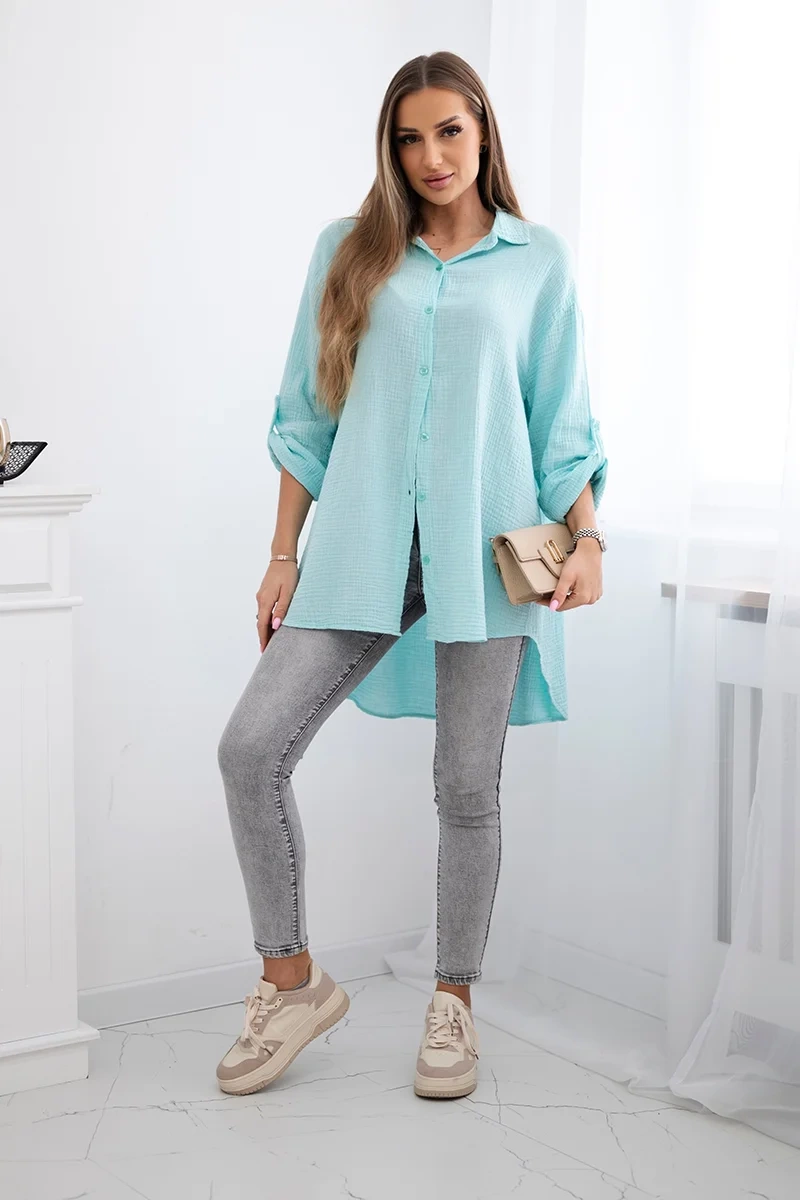 Kesi Włoski Cotton muslin shirt mint