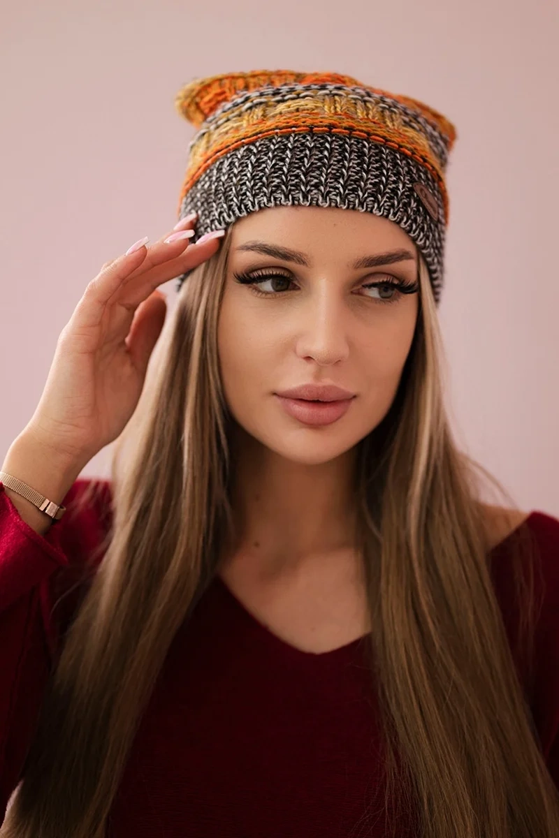 Kesi Čepice s fleecem Patrycja K254 oranžová+černá