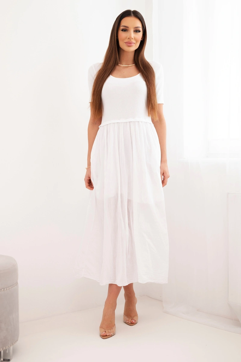 Дамска памучна рокля миди джоба Kesi Włoski