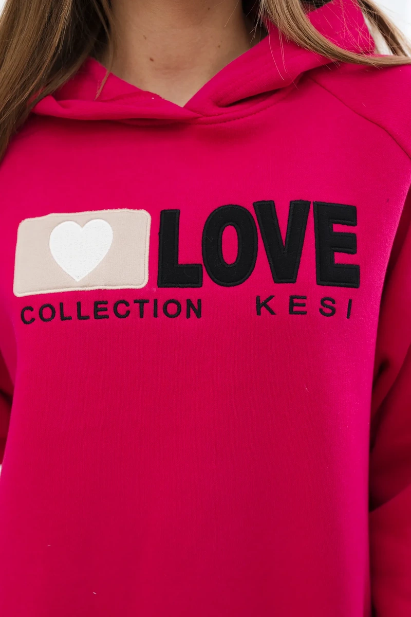 Cotton insulated hoodie in fuchsia