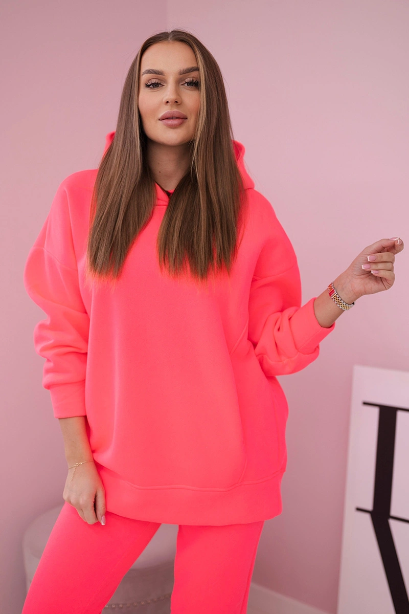 Insulated set with a sweatshirt in pink neon color