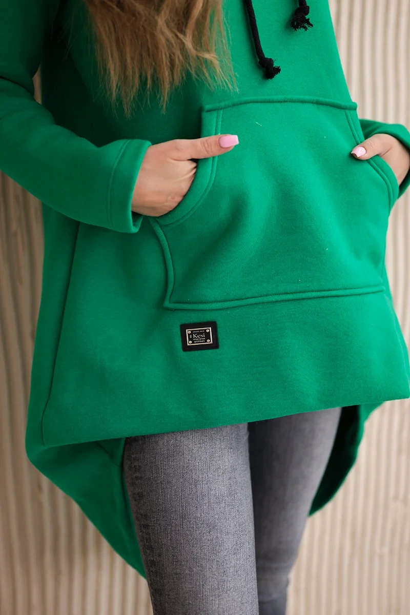 marka niezdefiniowana Padded sweatshirt with long back and hood green