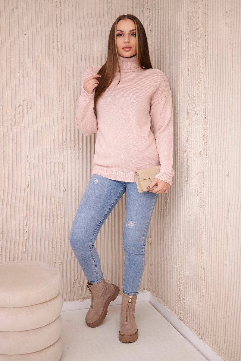 Turtleneck sweater powder pink