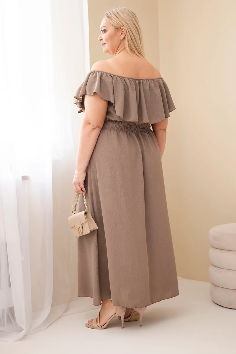 Dámske plus-size šaty s volánom a elastickým pásom