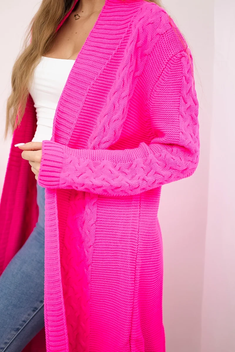 Cardigan sweater weave braid pink neon