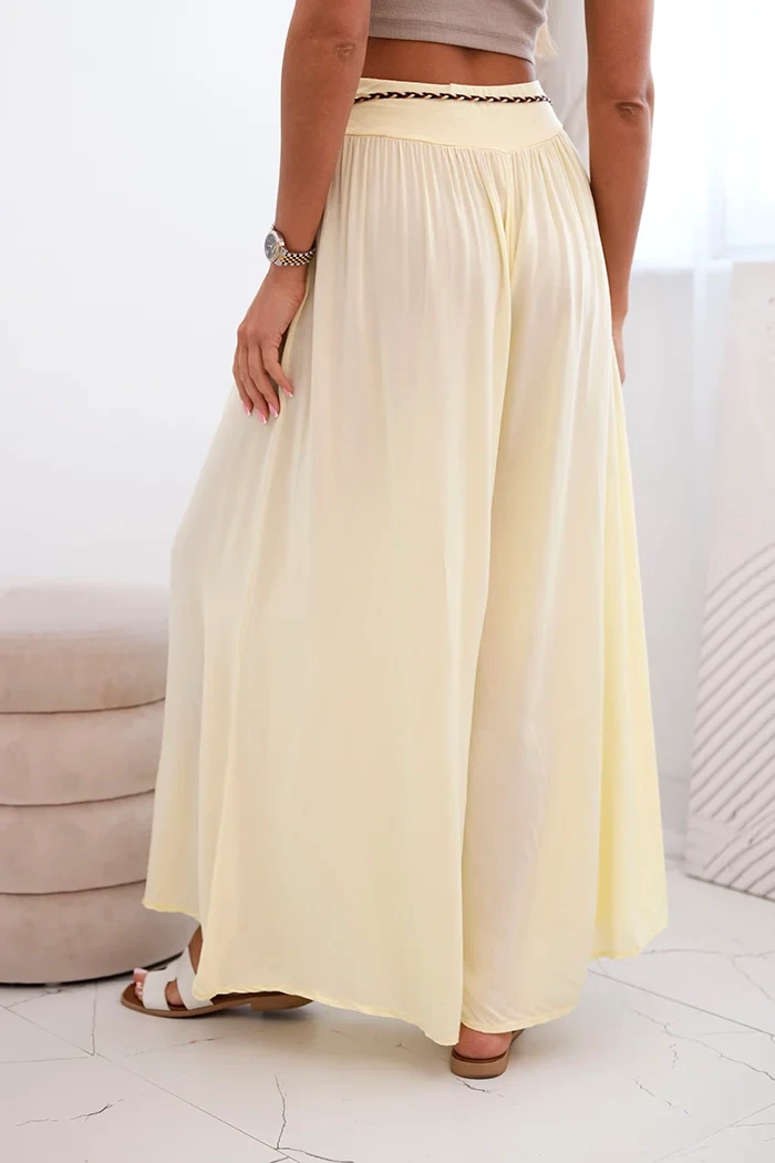 Kesi Włoski Women's wide-leg viscose trousers yellow