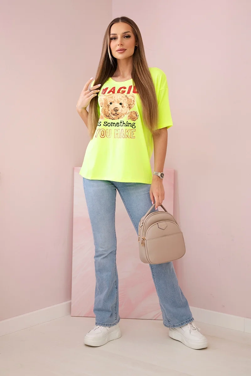 Blouse with Magic yellow neon print