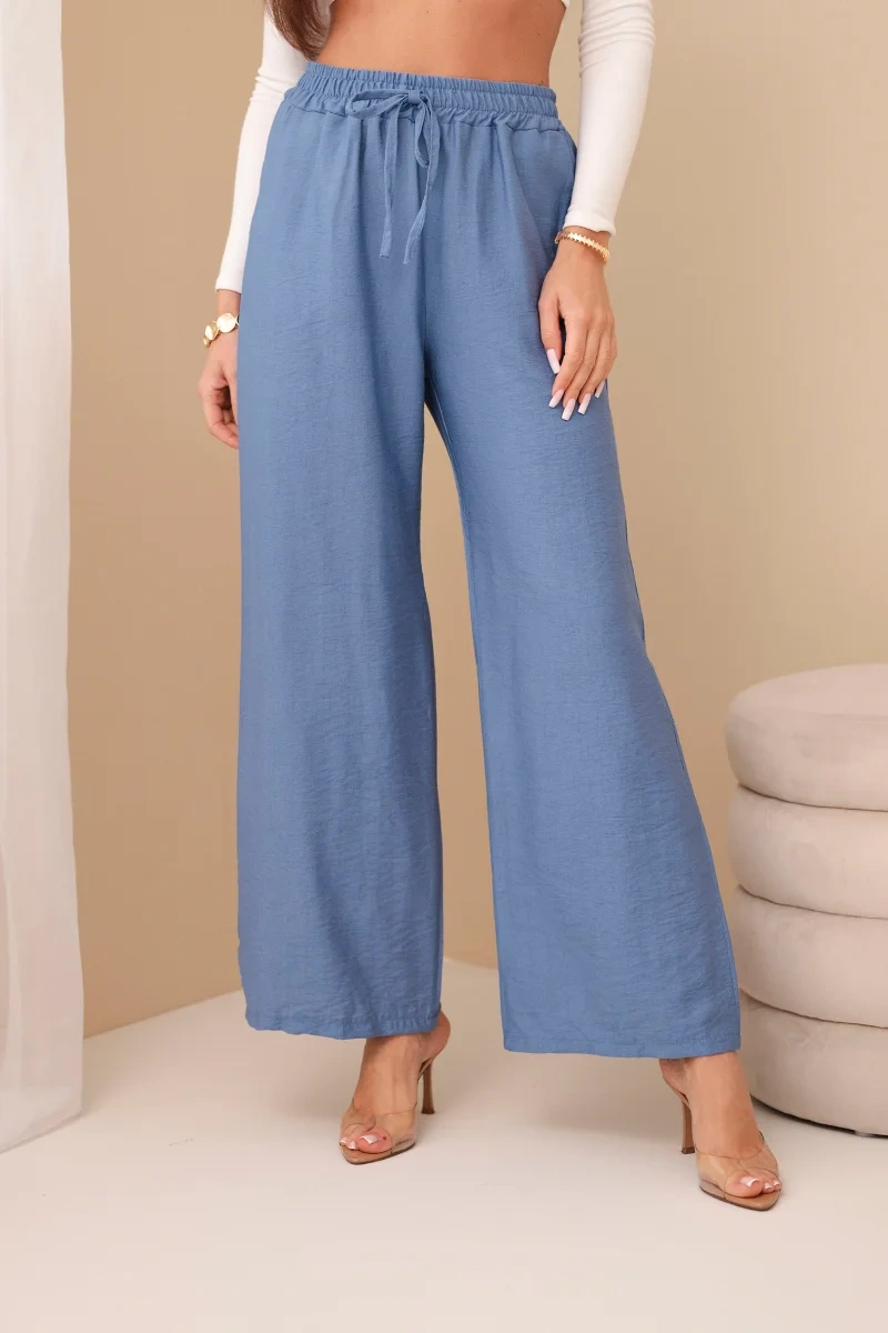 Viscose wide denim trousers