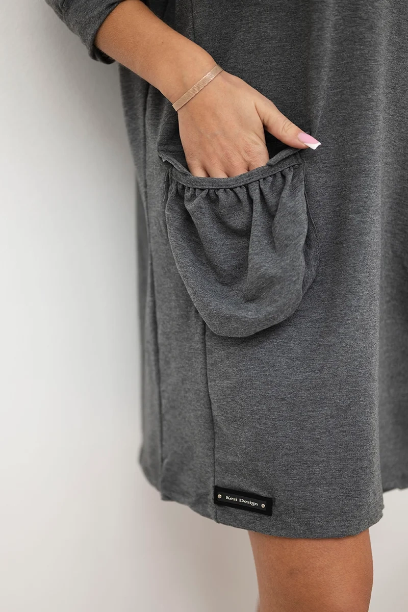 Graphite dress with hood
