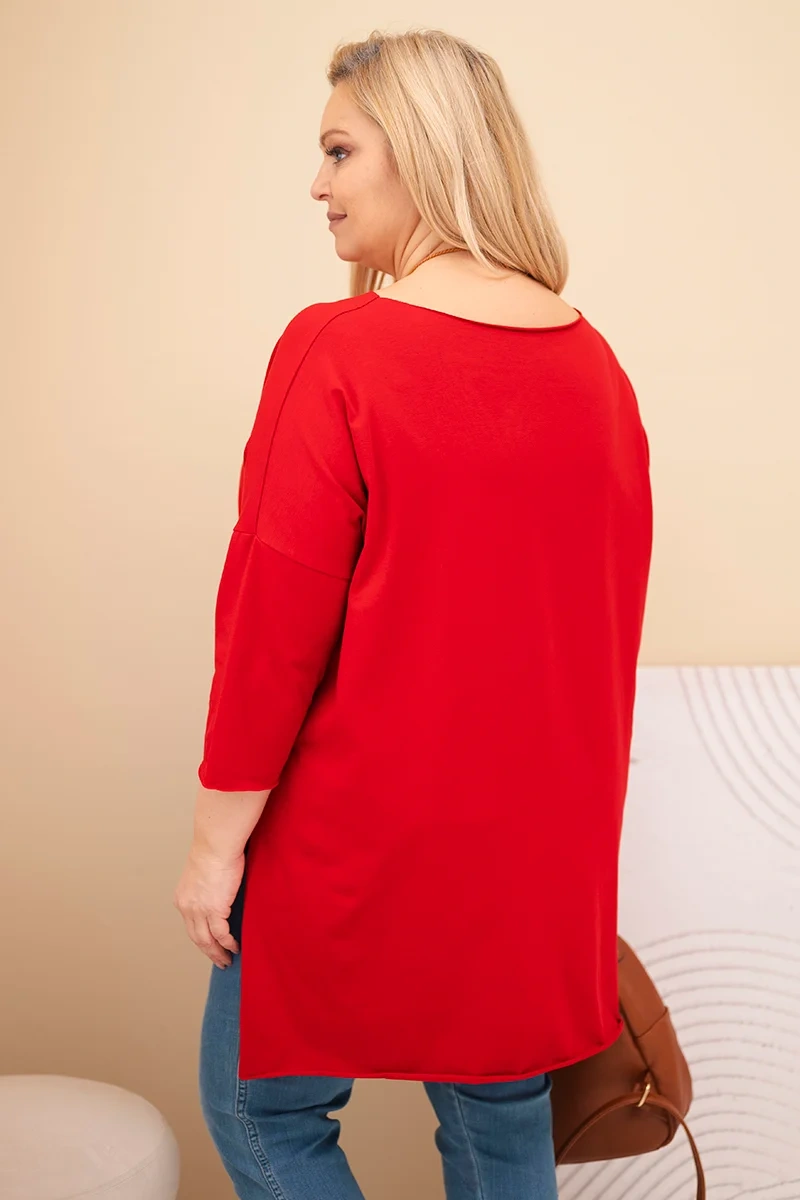 Plus size asymetrická blúzka s náhrdelníkom