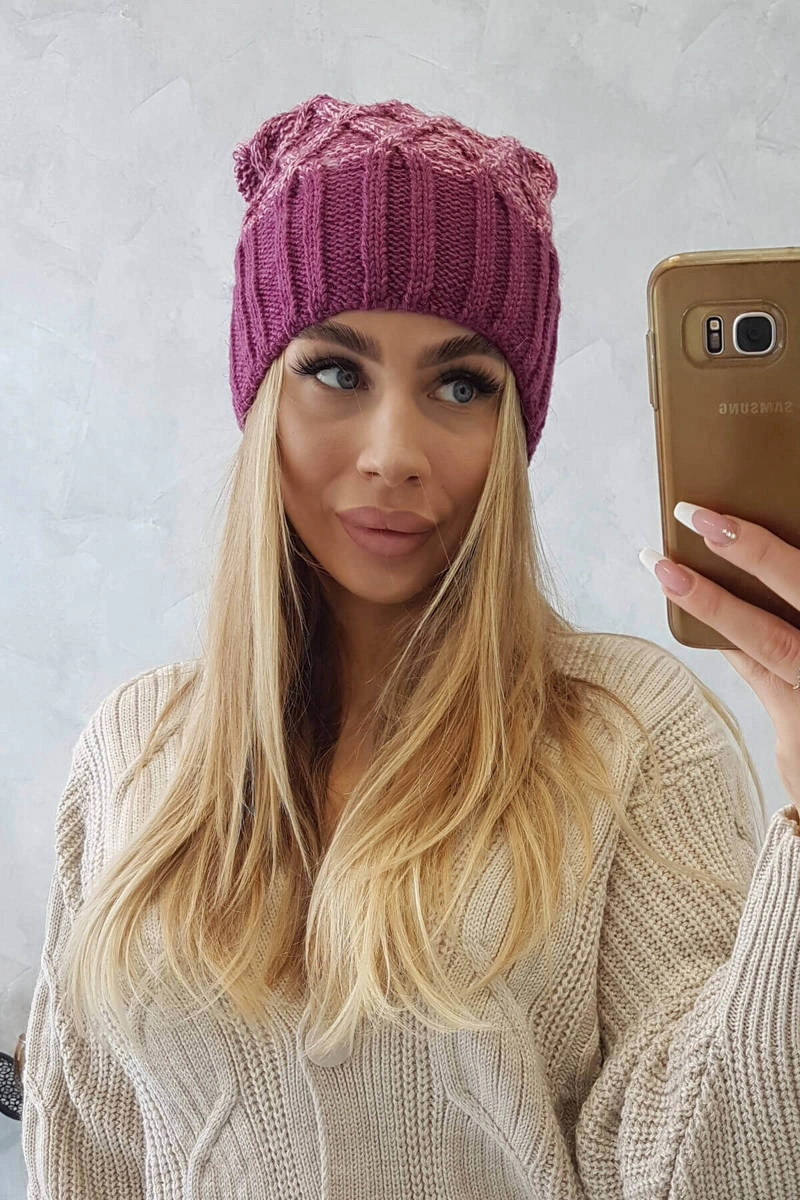 marka niezdefiniowana Čapica s fleece Milano K203 fialová melanž+tmavofialová