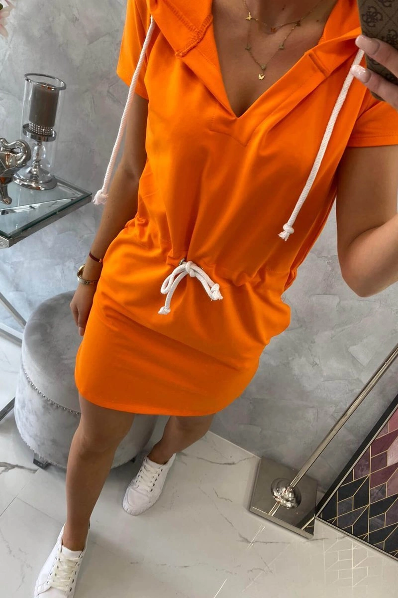 Tied dress with hood orange