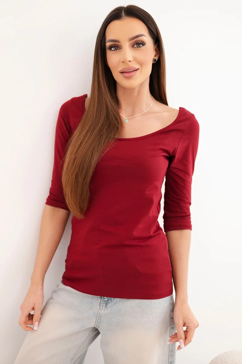 Блуза Кеси с кръгло деколте в бордо