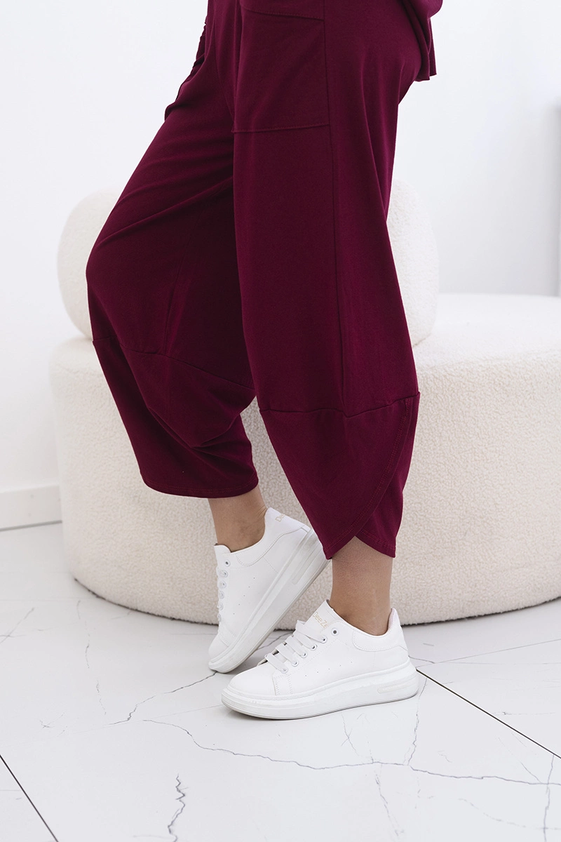 Kesi Włoski Cotton set blouse + trousers burgundy