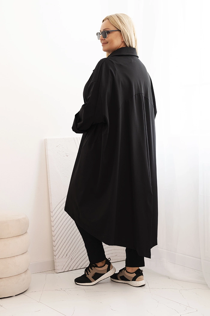 Kesi Włoski Plus Size women's cardigan Punto with cotton and buttons black