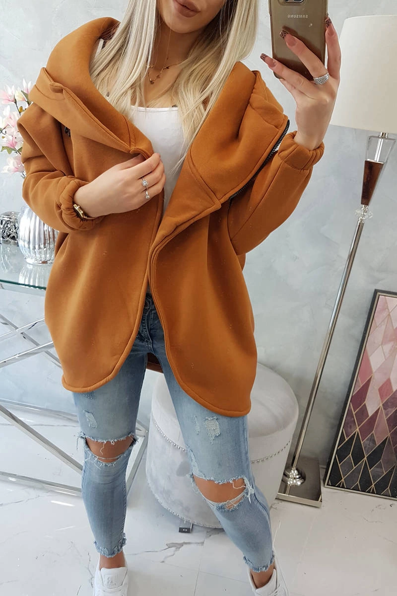 Kesi Sweatshirt with short zipper camel