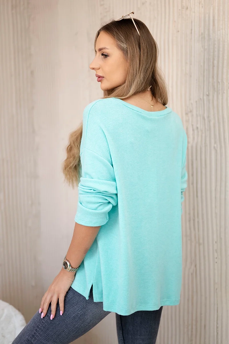 Kesi Włoski Blouse with necklace mint