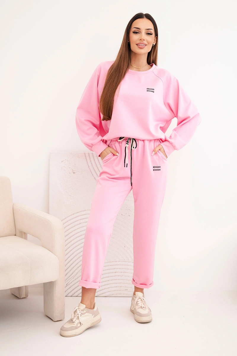 Kesi Włoski Women's set made of viscose with a sweatshirt and pants light pink