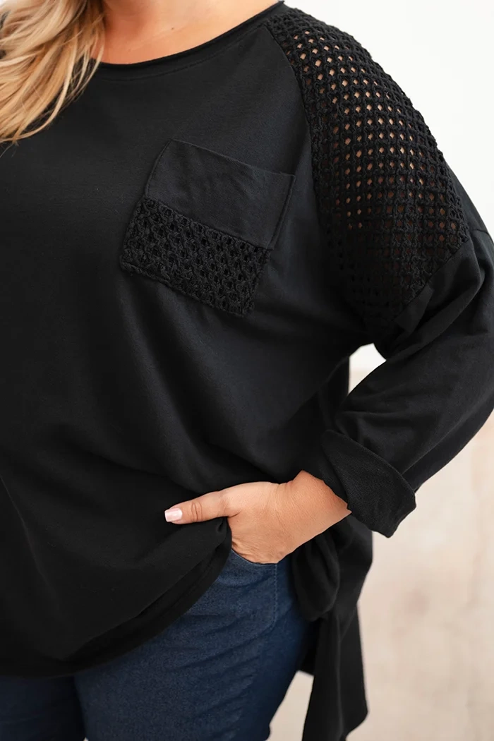 Kesi Włoski Women's Plus Size cotton blouse with print black