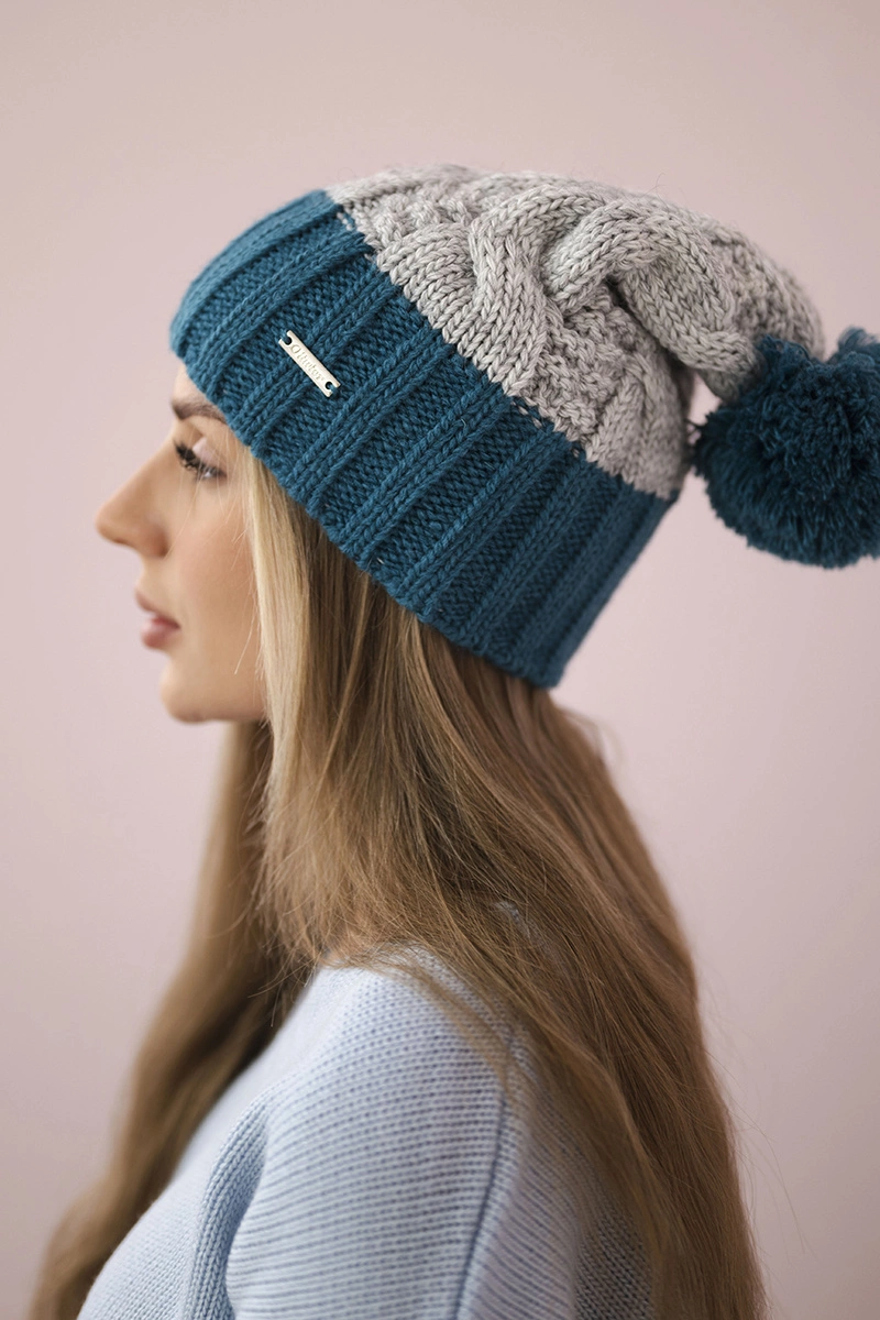 marka niezdefiniowana Cap with fleece Paris K212 gray+marine