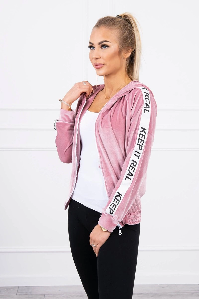Kesi Velor sweatshirt with a hood powdered pink