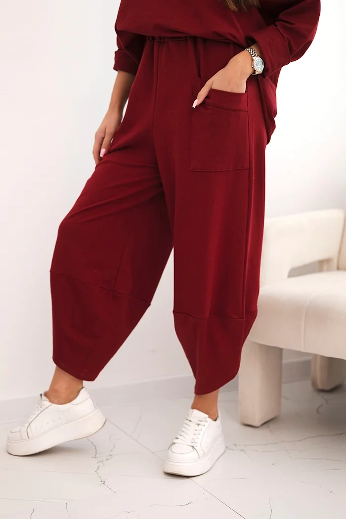 Kesi Włoski Cotton set sweatshirt + pants dark burgundy
