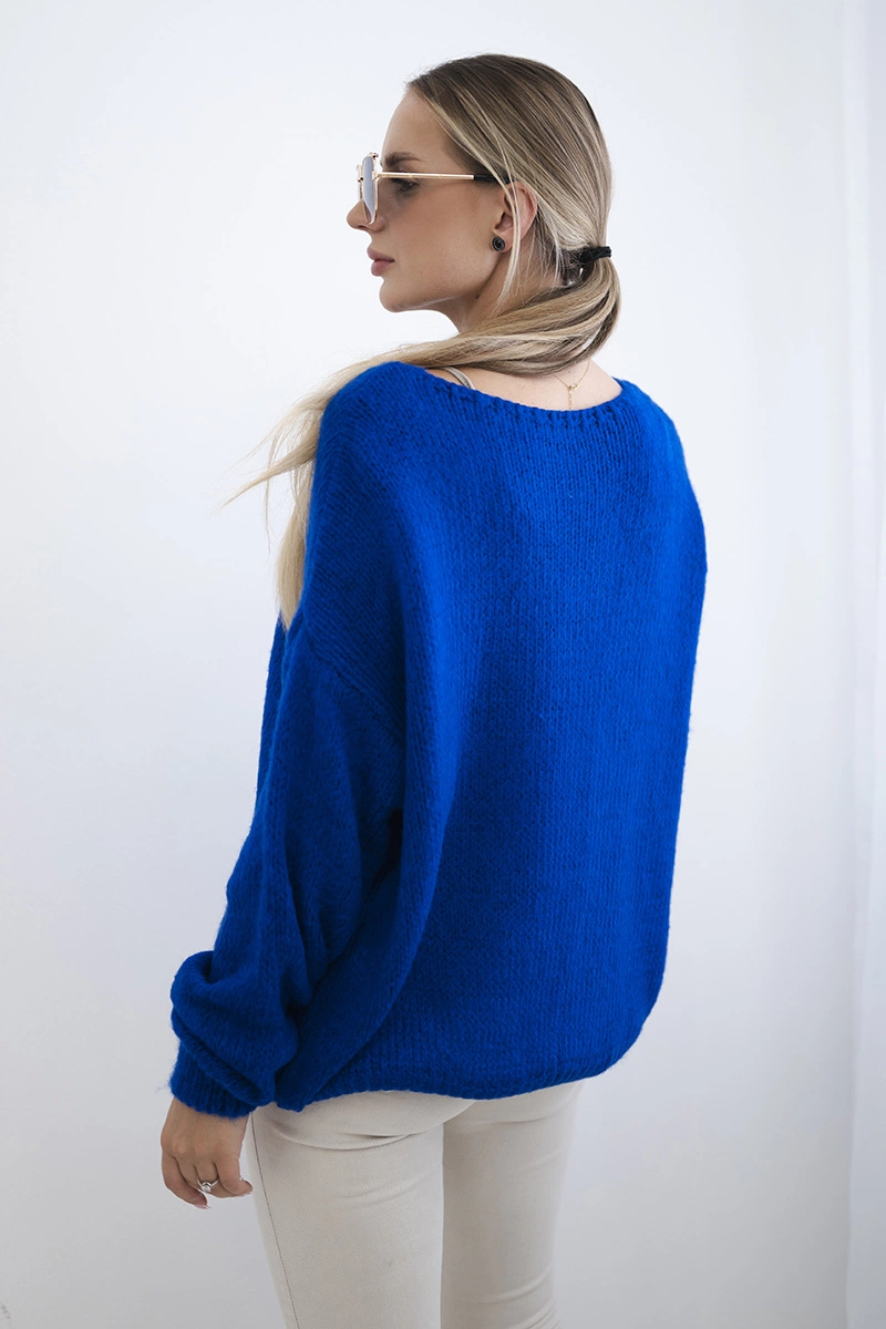 Kesi Włoski Sweater with front tie cornflower blue