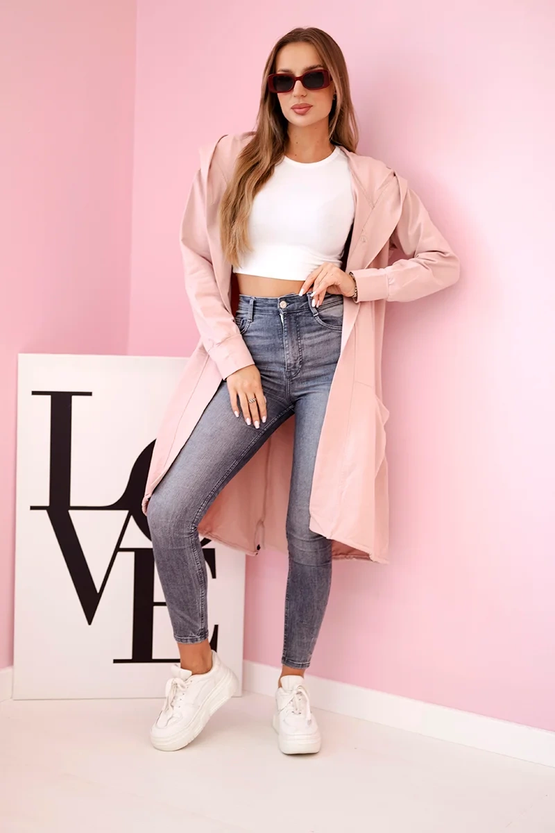 Oversize dark powder pink hooded cape