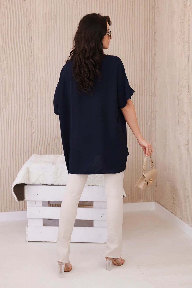 Kesi Włoski Oversized blúzka s príveskom námornícka modrá