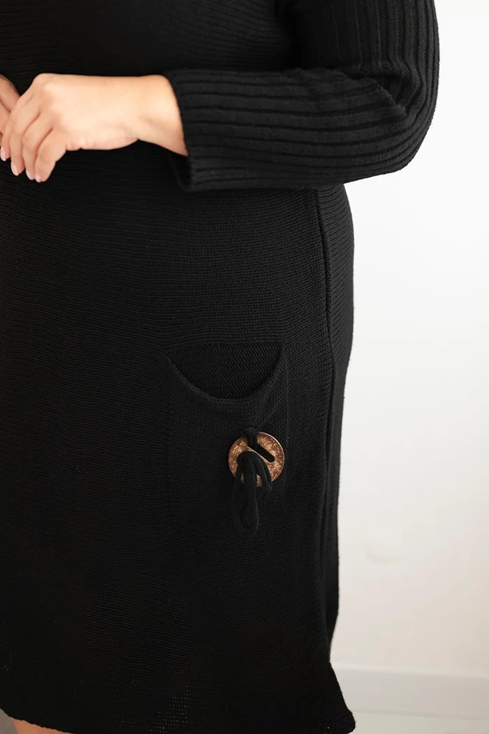 Kesi Włoski Plus Size women's oversized mohair sweater dress with pocket black